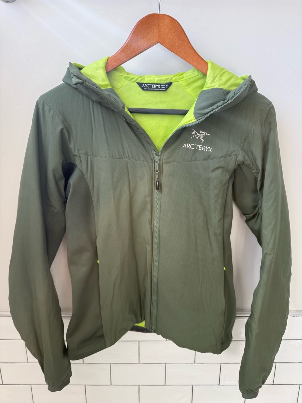 Arc'teryx Atom LT Olive Jacket with Lime Green Lining